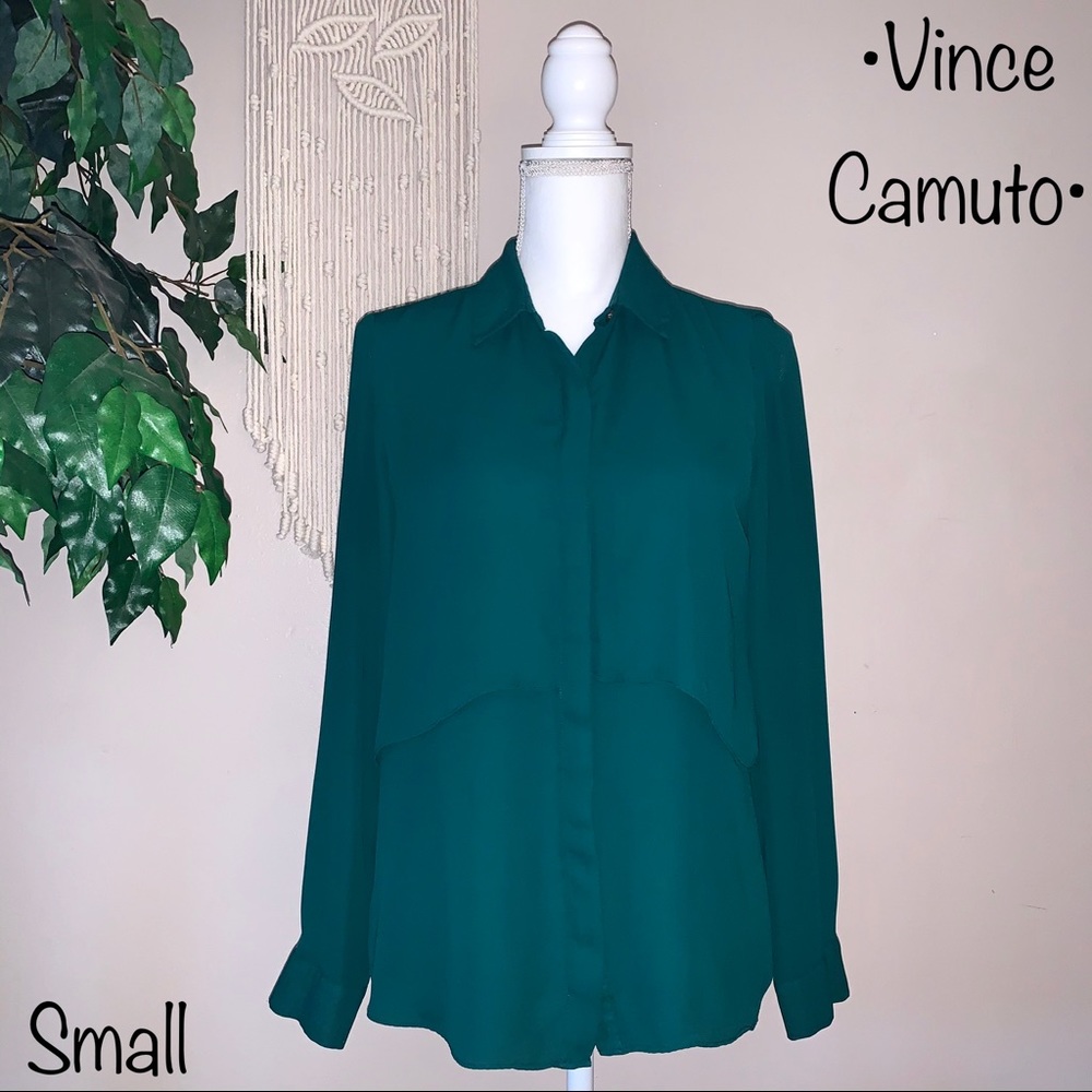 Vince Camuto Double Layer Front Button Blouse, Sm